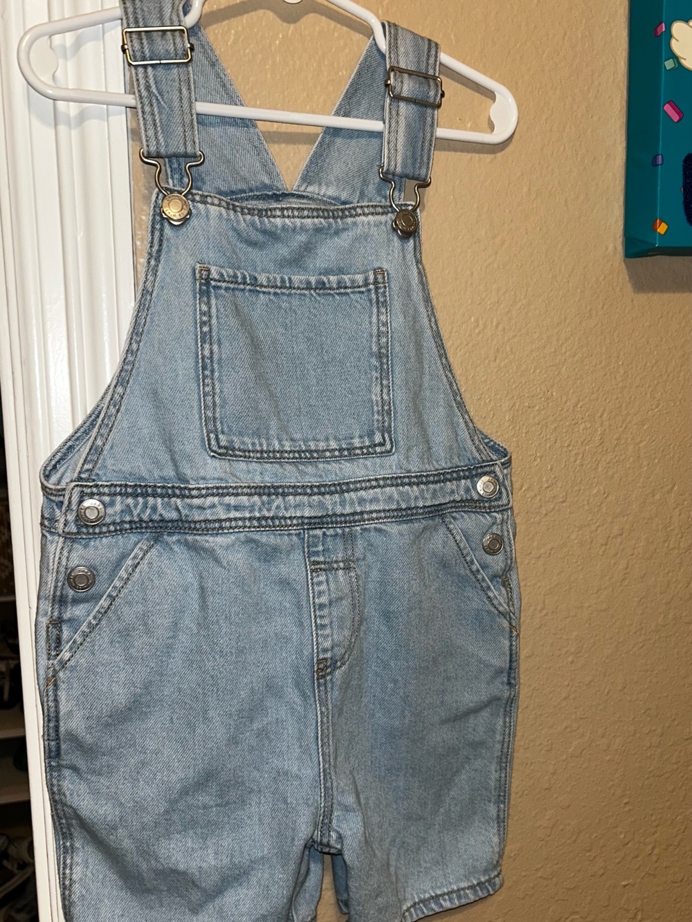 Zara Light Blue Denim Kids Overall Shorts